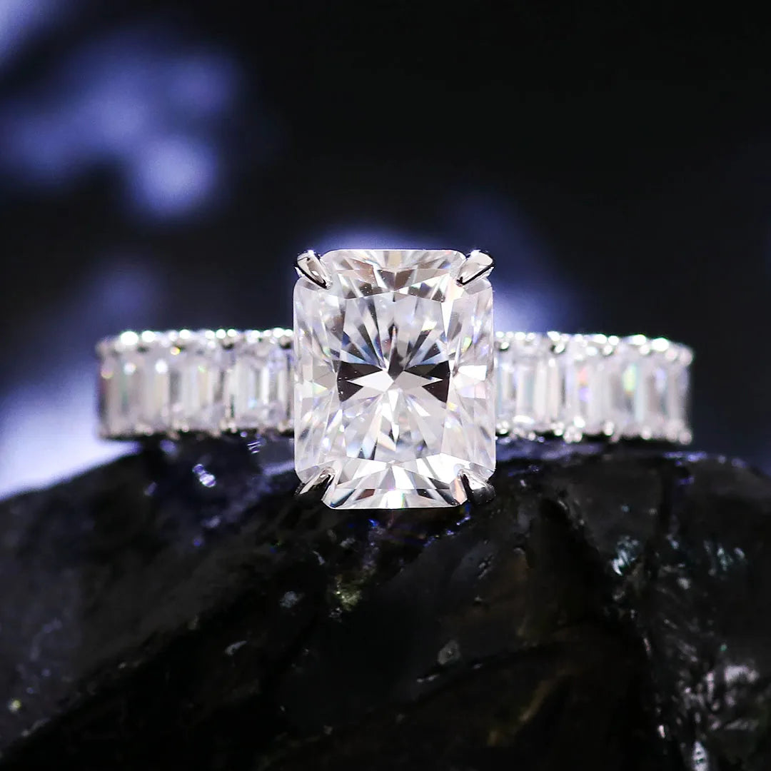3CT Radiant Cut Moissanite Eternity Ring – D Color VVS