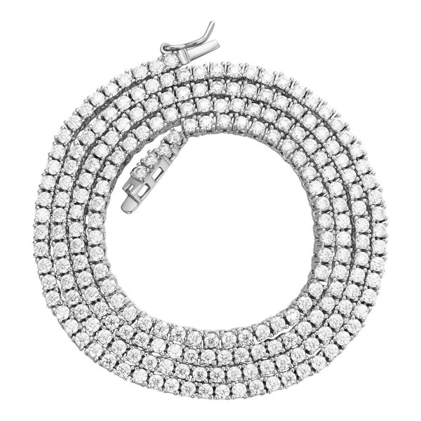 MOISSANITE Micro Tennis Chain Necklace Iced Out - 925 Silver - 2mm - 16"-24"
